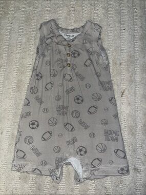 Baby Sprouts Gray Sports-Print Sleeveless Baby One-Piece